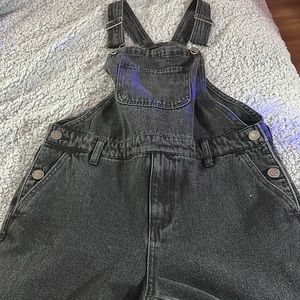 selling black overalls size 11/12 in kids and from forever 21